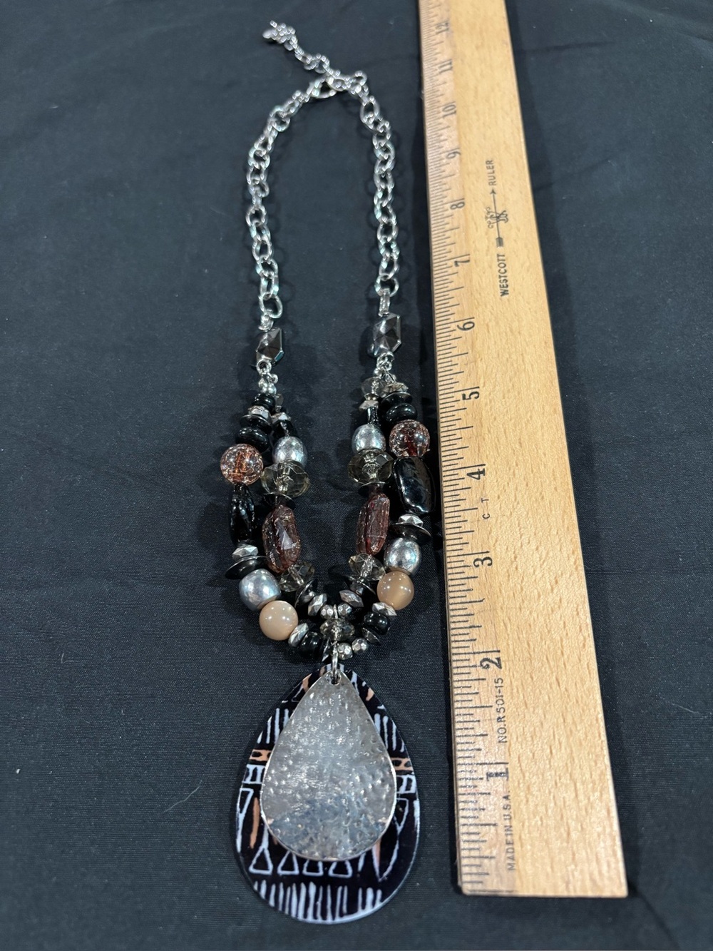 RUBY ROAD BEADED NECKLACE W PENDANT MOP GUC